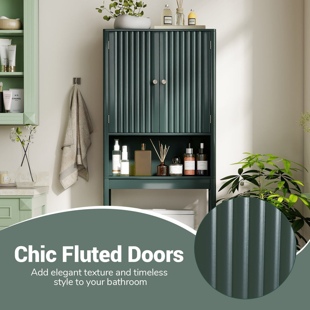 Over The Toilet Storage Cabinet with Fluted Doors