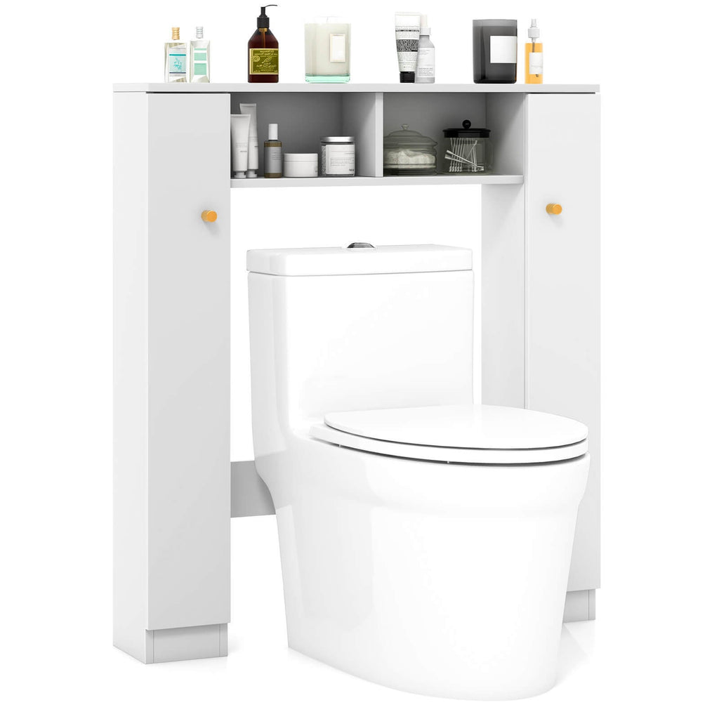 Over The Toilet Storage Cabinet with 2 Open Compartments and 4 Adjustable Shelves