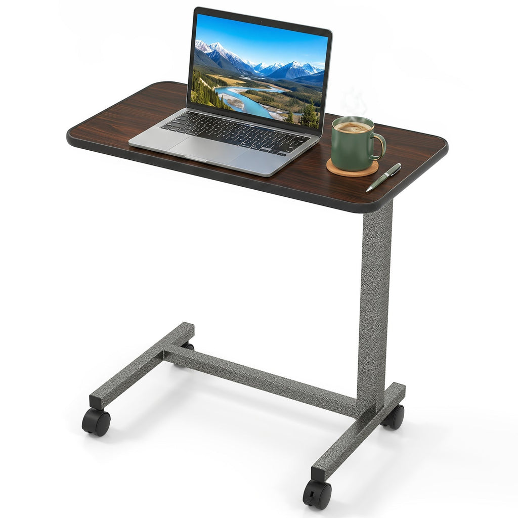 Overbed Table with Lockable Wheels and Adjustable Height