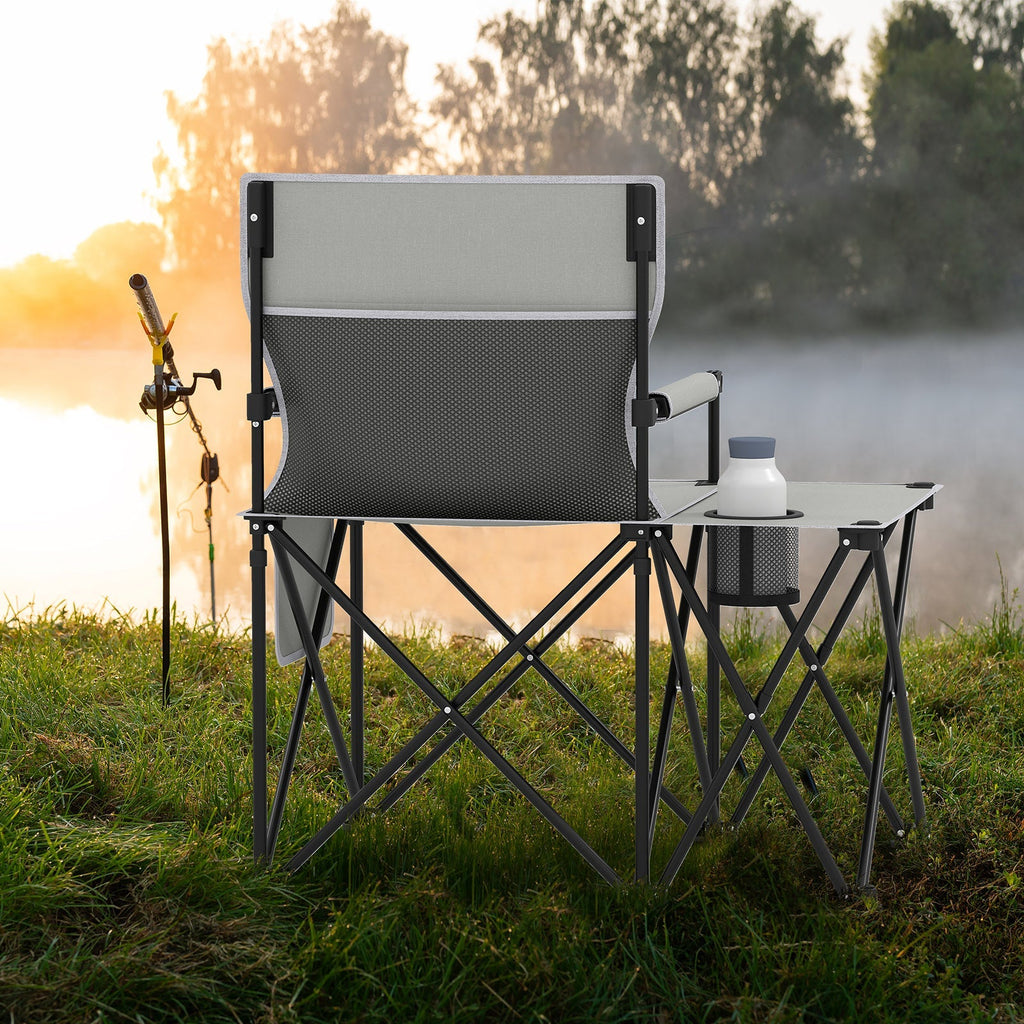 Oversized Camping Chair with Side Table and 2 Storage Pockets