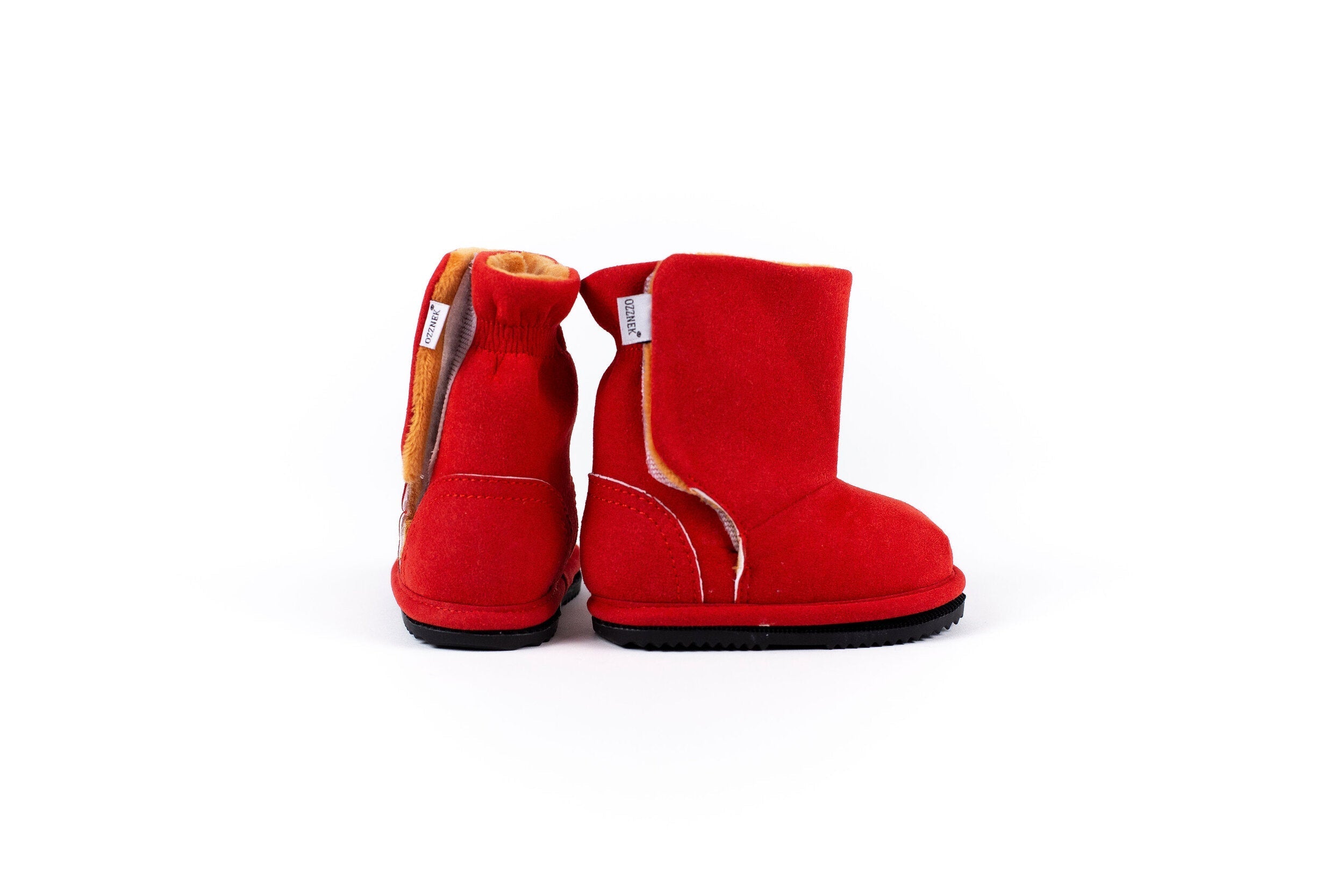 Red Ankle Boot Topper | Ozznek Removable Sole Shoes | Barefoot Kids Boot