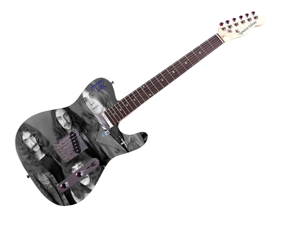 Black Sabbath Ozzy Osbourne Signed Graphics Photo Guitar BAS Witness