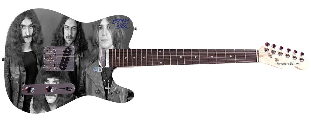 Black Sabbath Ozzy Osbourne Signed Graphics Photo Guitar BAS Witness