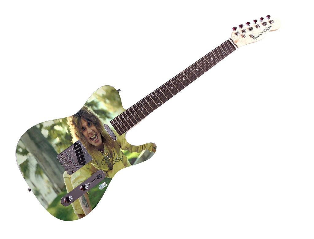 Black Sabbath Ozzy Osbourne Signed Autographed Graphics Photo Guitar BAS Witness