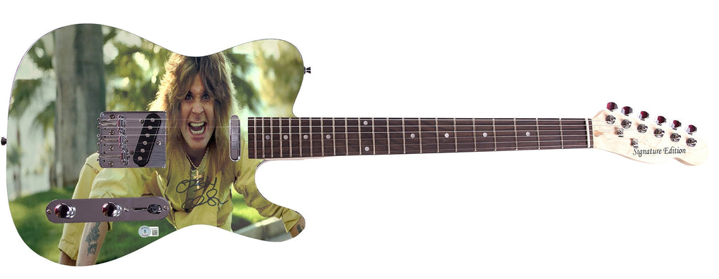 Black Sabbath Ozzy Osbourne Signed Autographed Graphics Photo Guitar BAS Witness