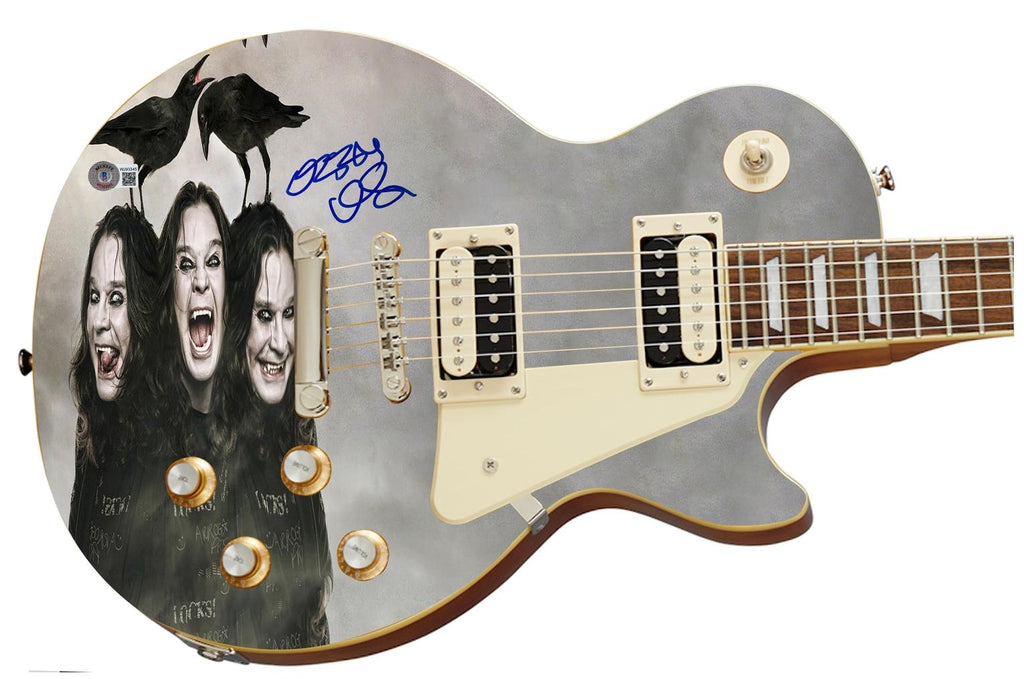 Ozzy Osbourne Signed Les Paul Epiphone Graphics Photo Guitar BAS Witness