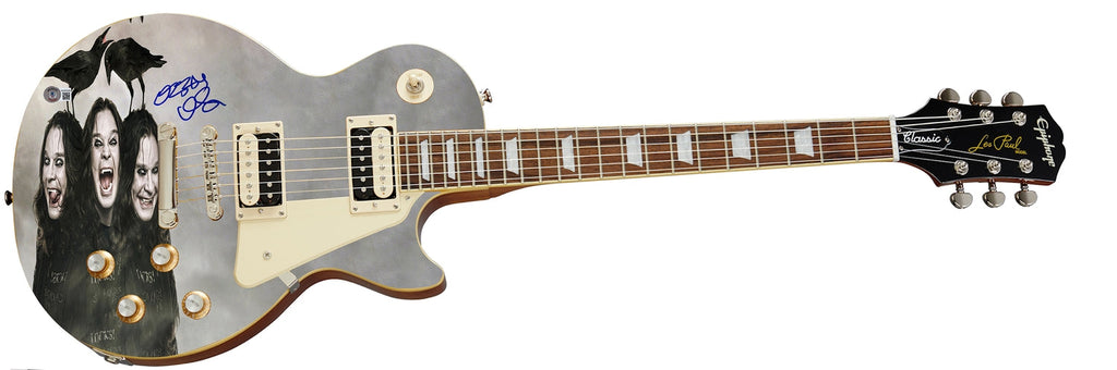 Ozzy Osbourne Signed Les Paul Epiphone Graphics Photo Guitar BAS Witness