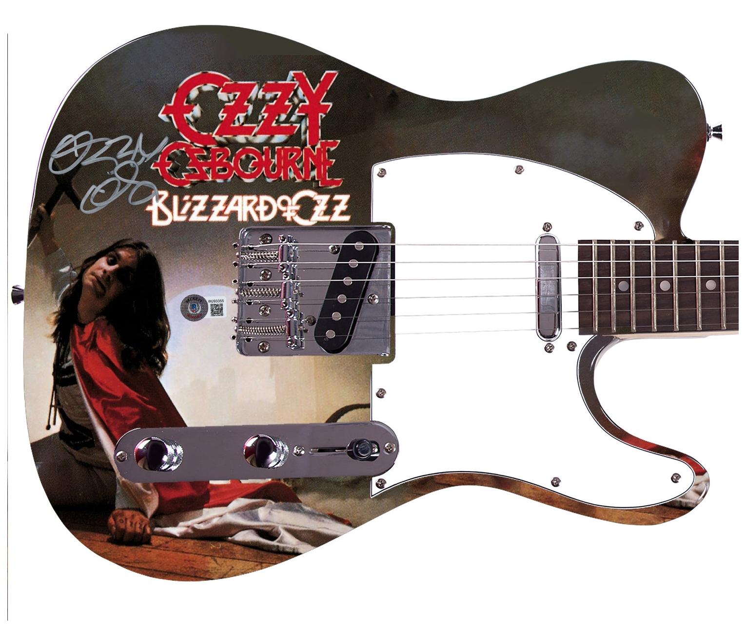 Ozzy Osbourne Autographed Blizzard Of Ozz Album Lp Graphics Photo Guitar BAS Witness