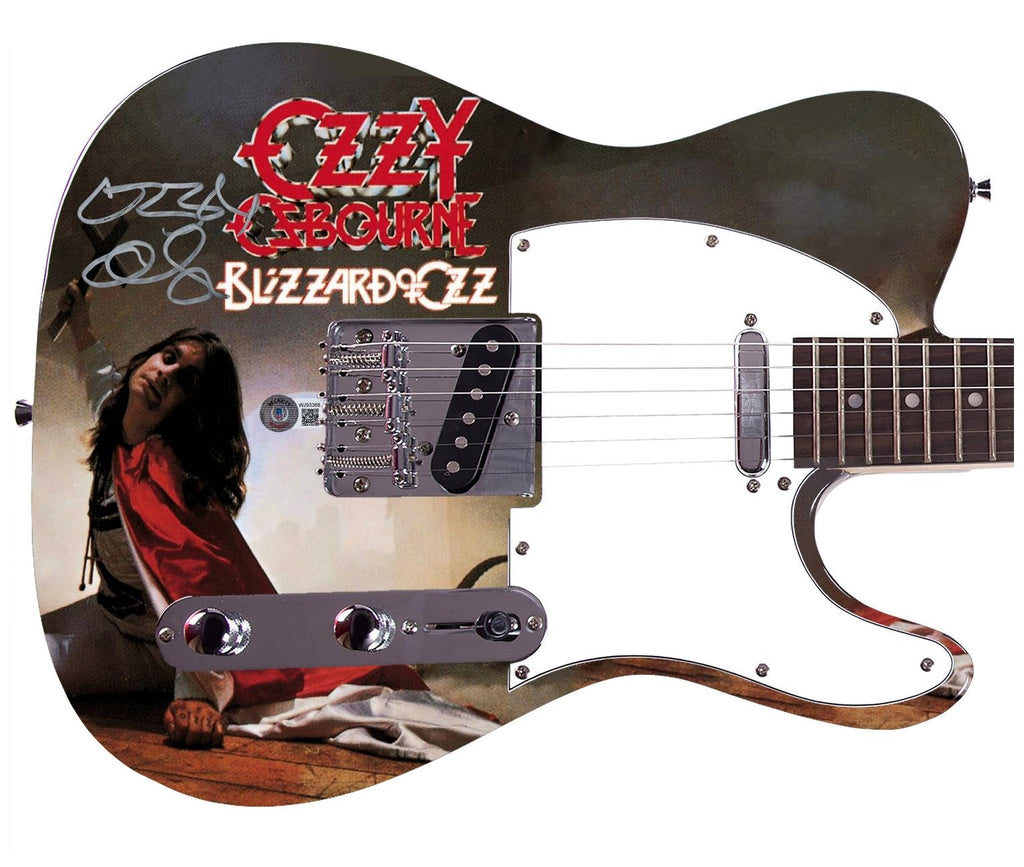 Ozzy Osbourne Autographed Blizzard Of Ozz Album Graphics Photo Guitar BAS Witness
