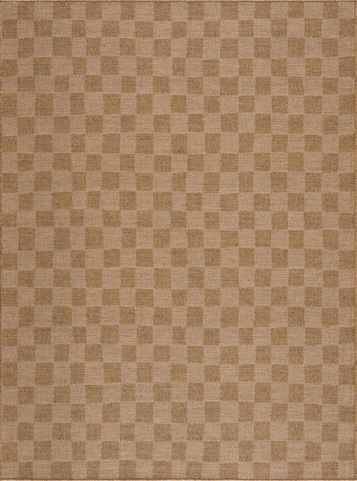 Kuval Checkered Brown Outdoor Rug