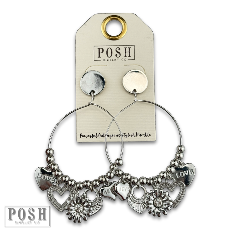 Heart charm earring