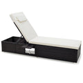 PE Rattan Chaise Lounge with Adjustable Backrest and Foldable Side Table Outdoor