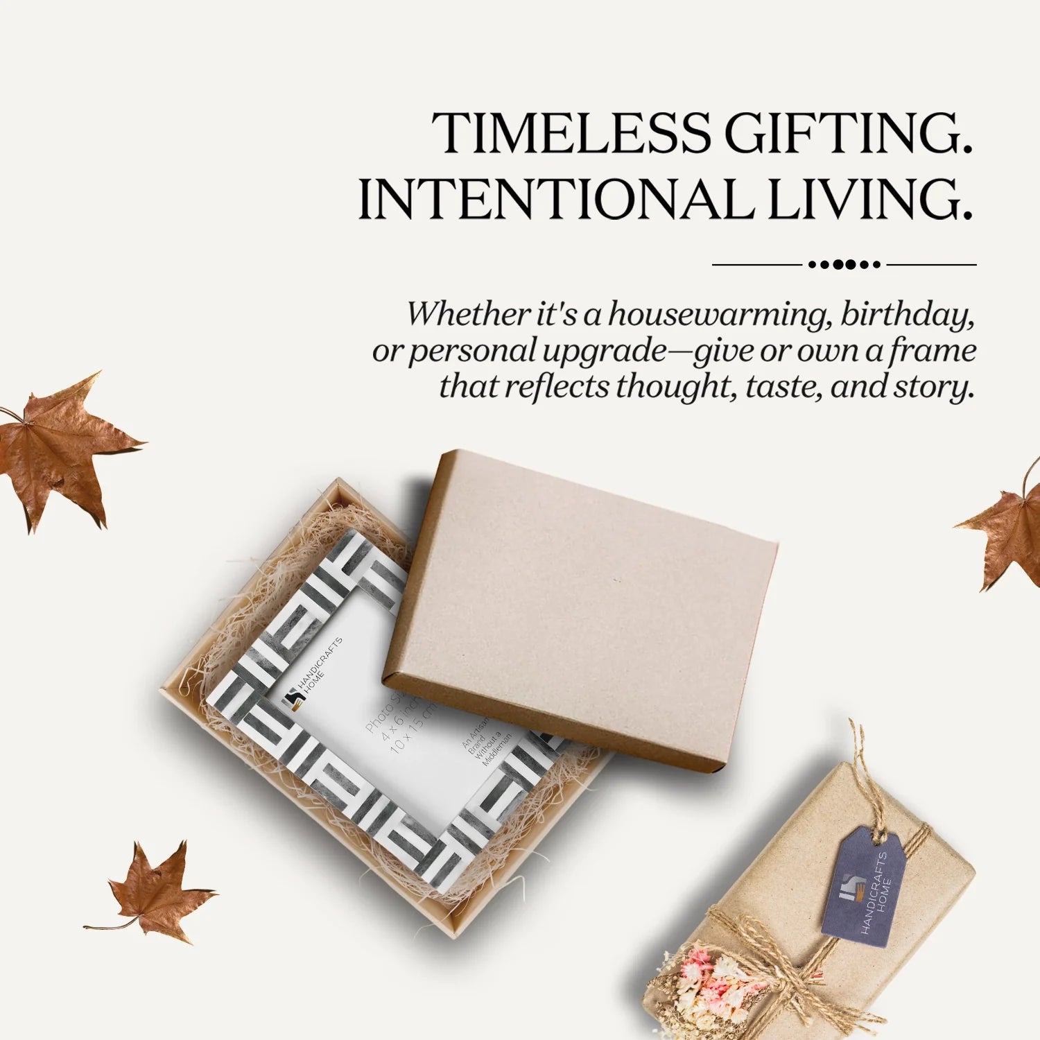 Grey Bone Inlay Grid Block Decor Picture Frame 4x6 5x7