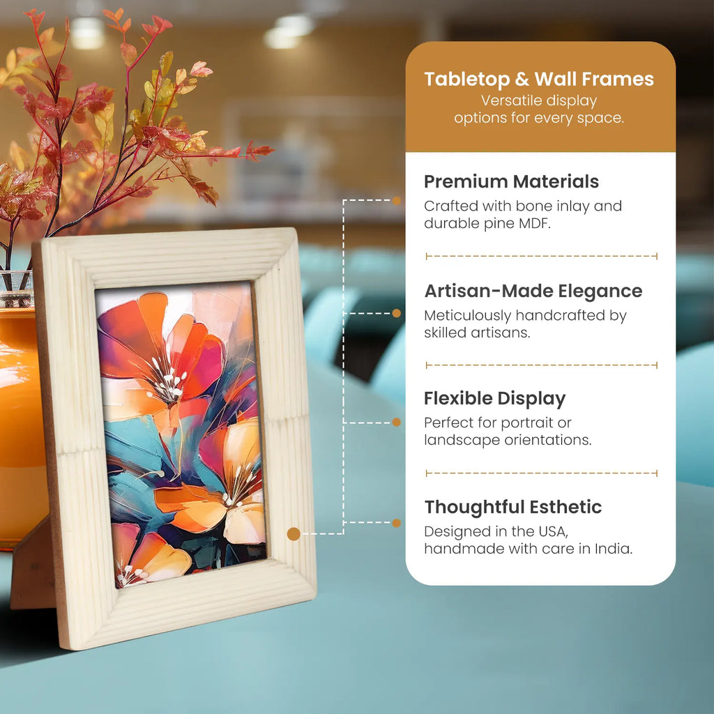 White Carved Bone Inlay Picture Frame | 4x6 5x7 8x10