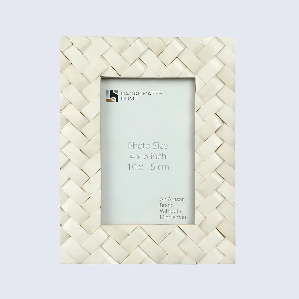 White Bone Inlay Picture Frame | Braided Pattern | 4x6 5x7