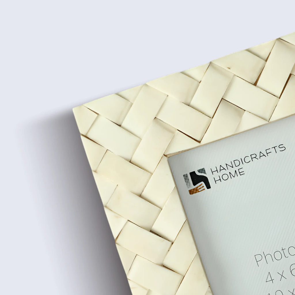 White Bone Inlay Picture Frame | Braided Pattern | 4x6 5x7