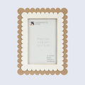 Picture Frame Petal Scallop Collection Bone Inlay White & Brown – 4x6 & 5x7"