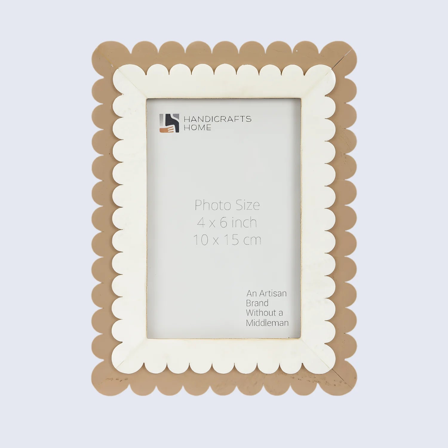 Picture Frame Petal Scallop Collection Bone Inlay White & Brown – 4x6 & 5x7"