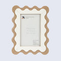 Scalloped Resin Inlay Picture Frame, Brown & White
