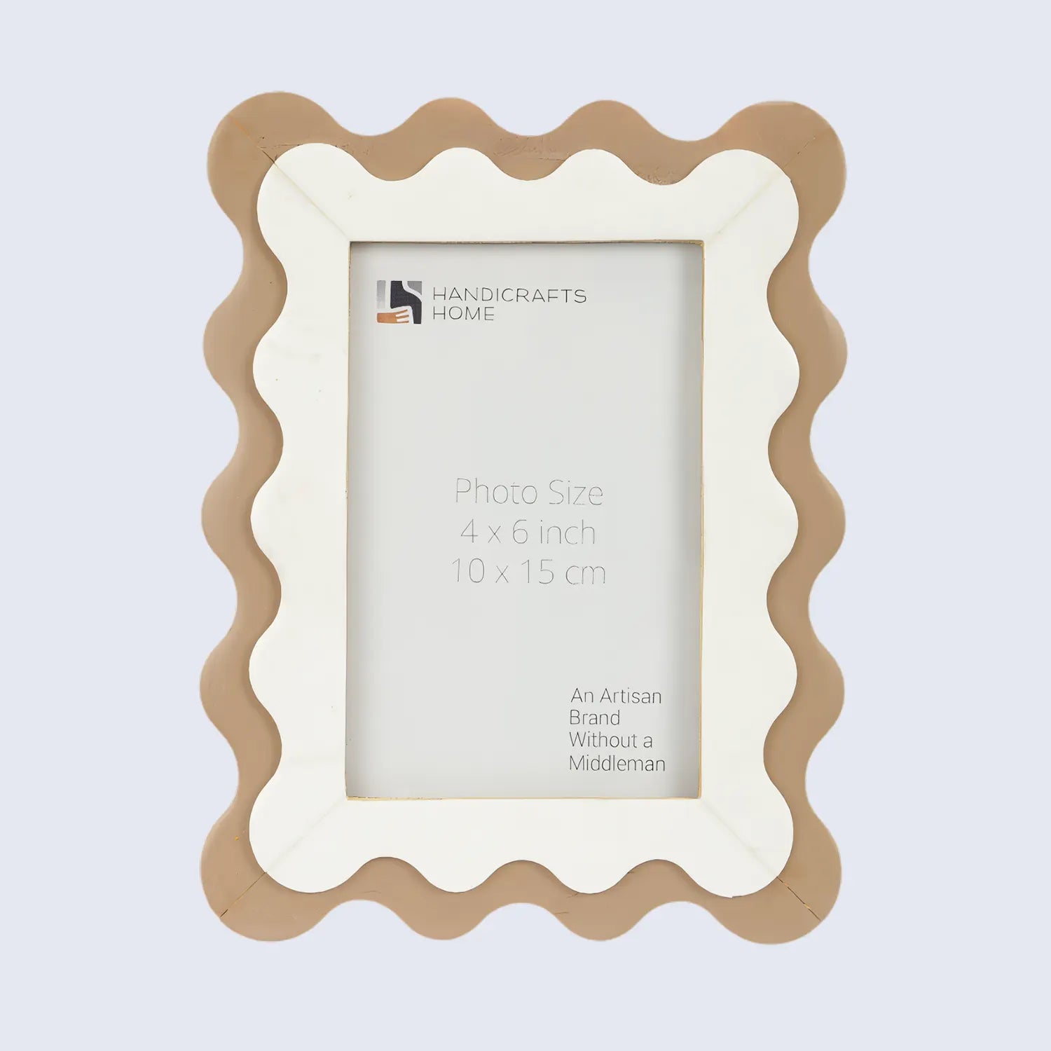 Scalloped Resin Inlay Picture Frame, Brown & White