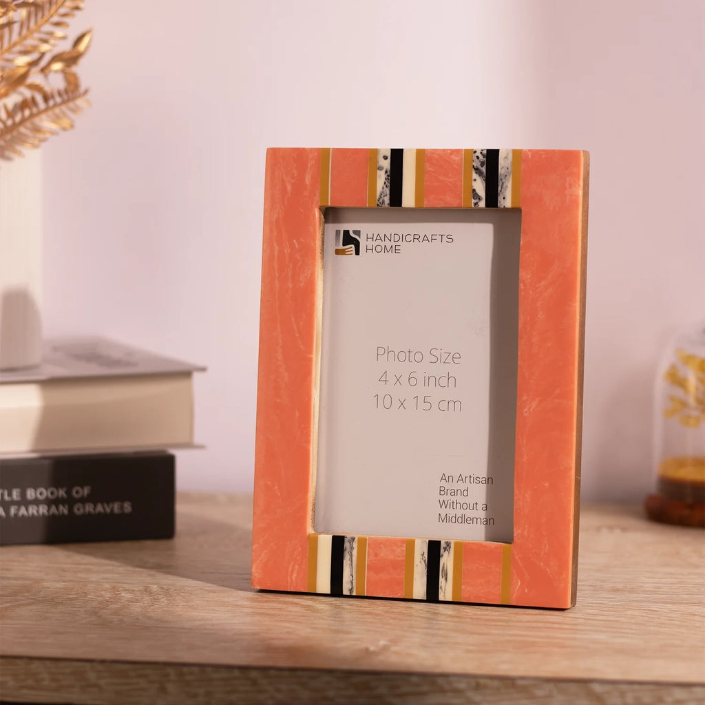 Picture Frame Ink Marble Collection Resin Inlay Peach – 4x6 & 5x7"