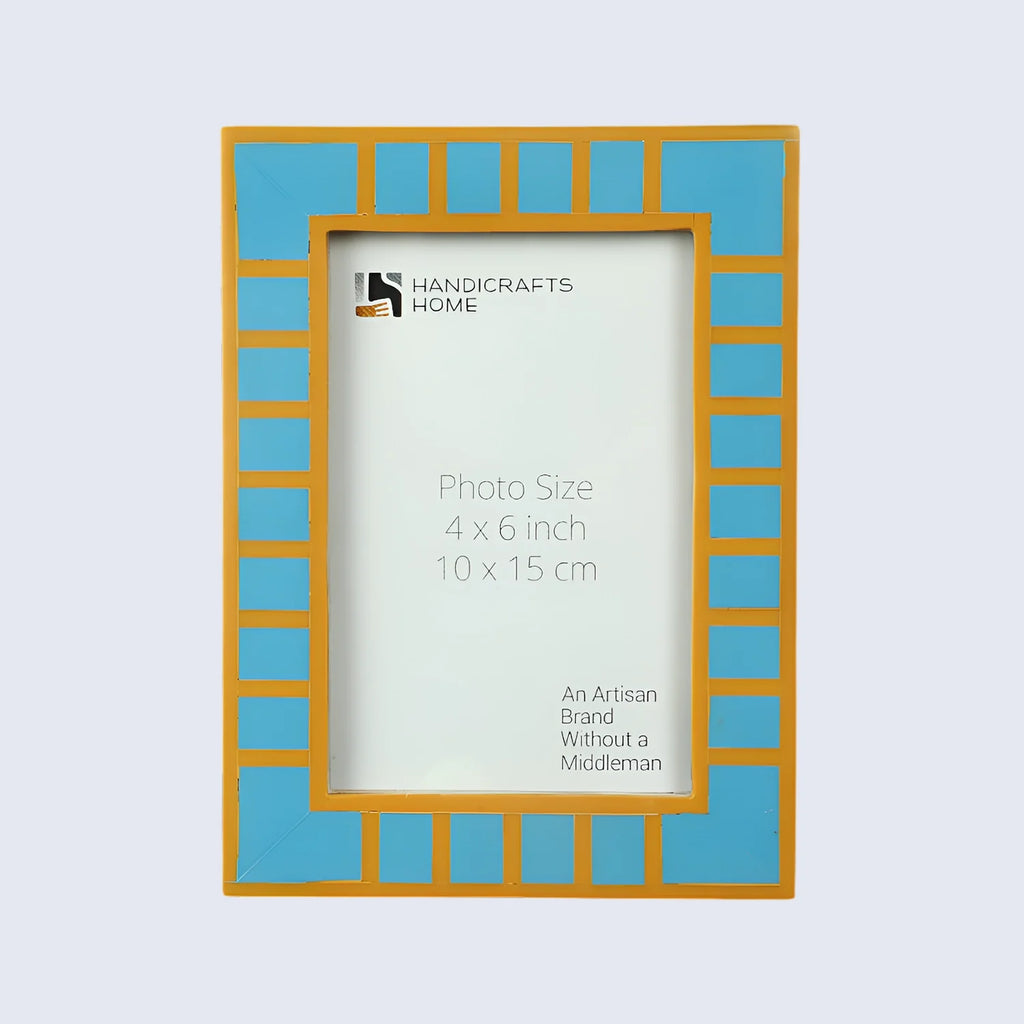 Turquoise Resin Inlay Picture Frame | Classic Block Stripe | 4x6 5x7