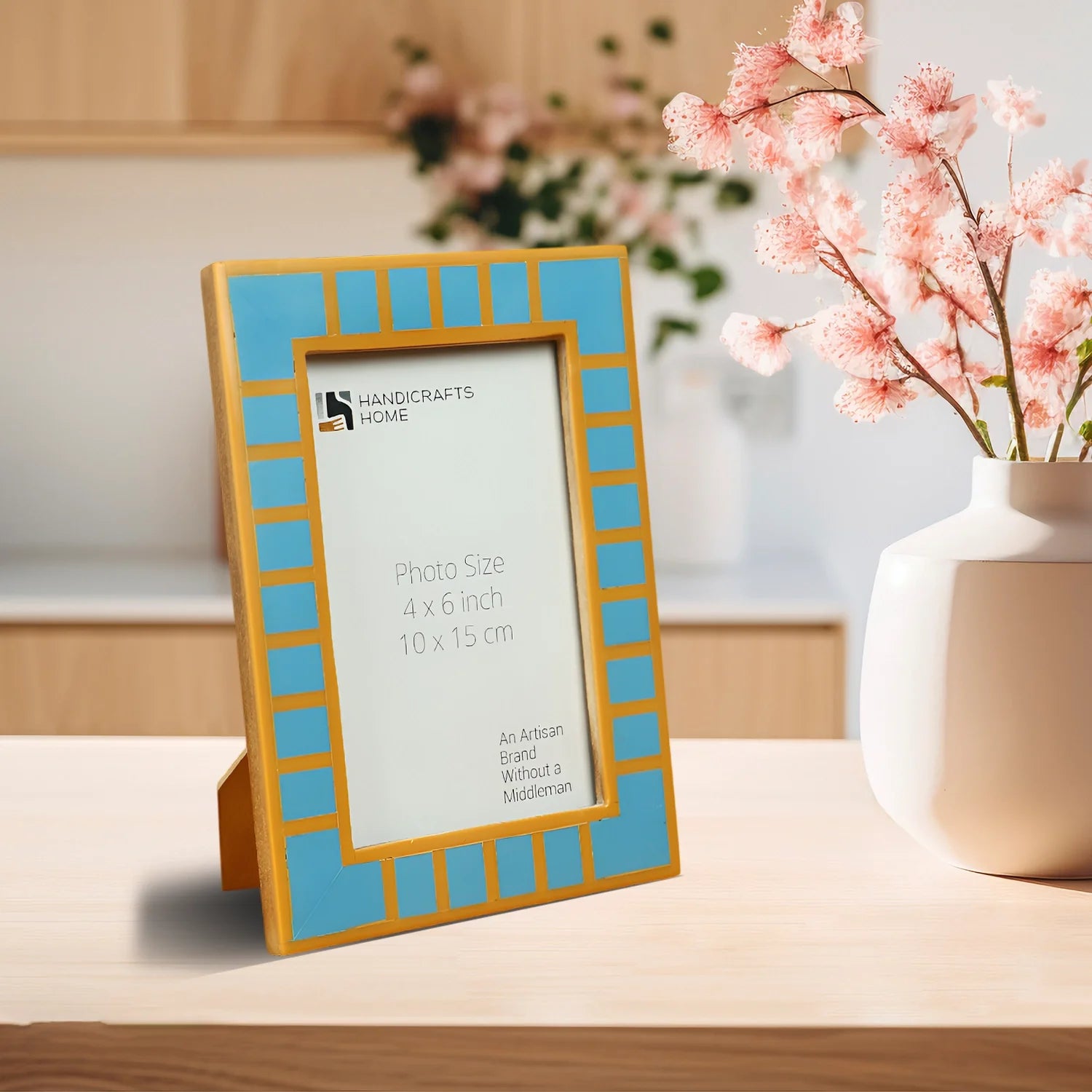 Turquoise Resin Inlay Picture Frame | Classic Block Stripe | 4x6 5x7