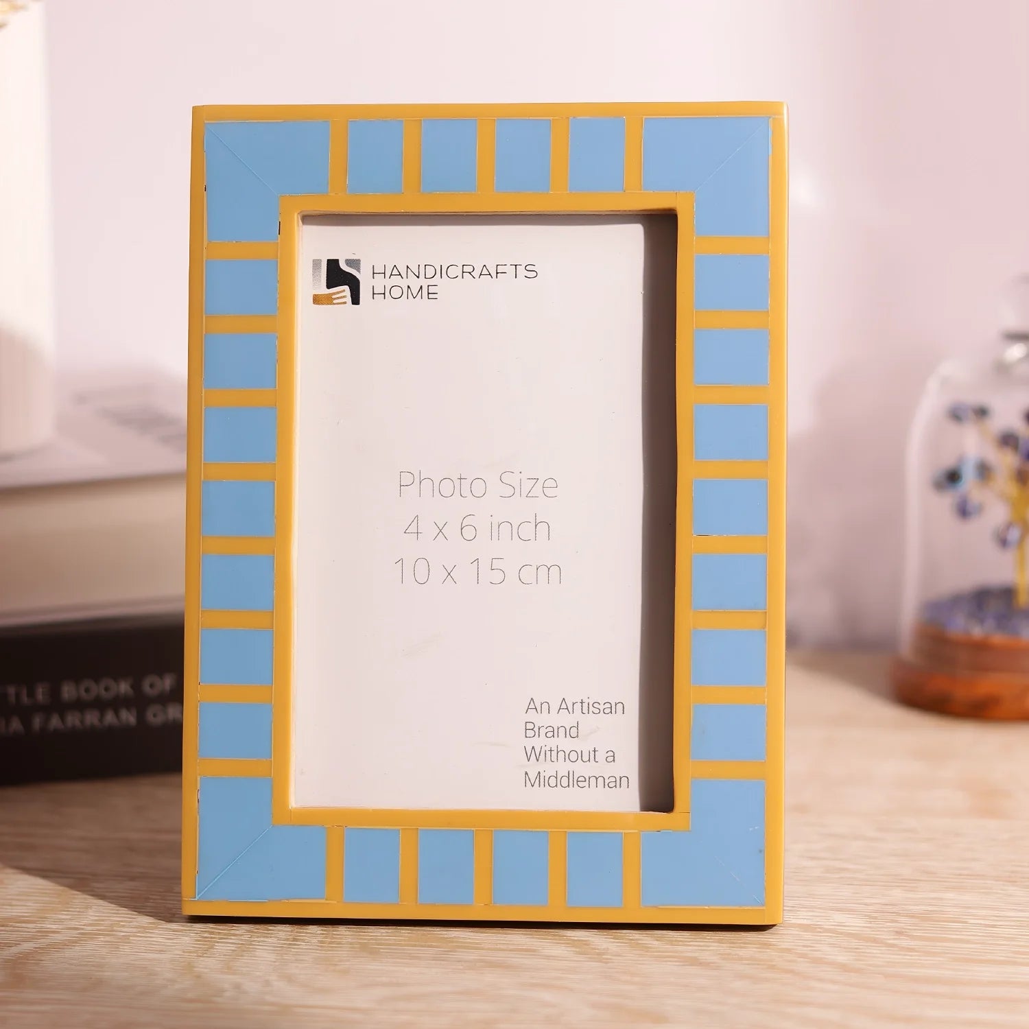 Turquoise Resin Inlay Picture Frame | Classic Block Stripe | 4x6 5x7