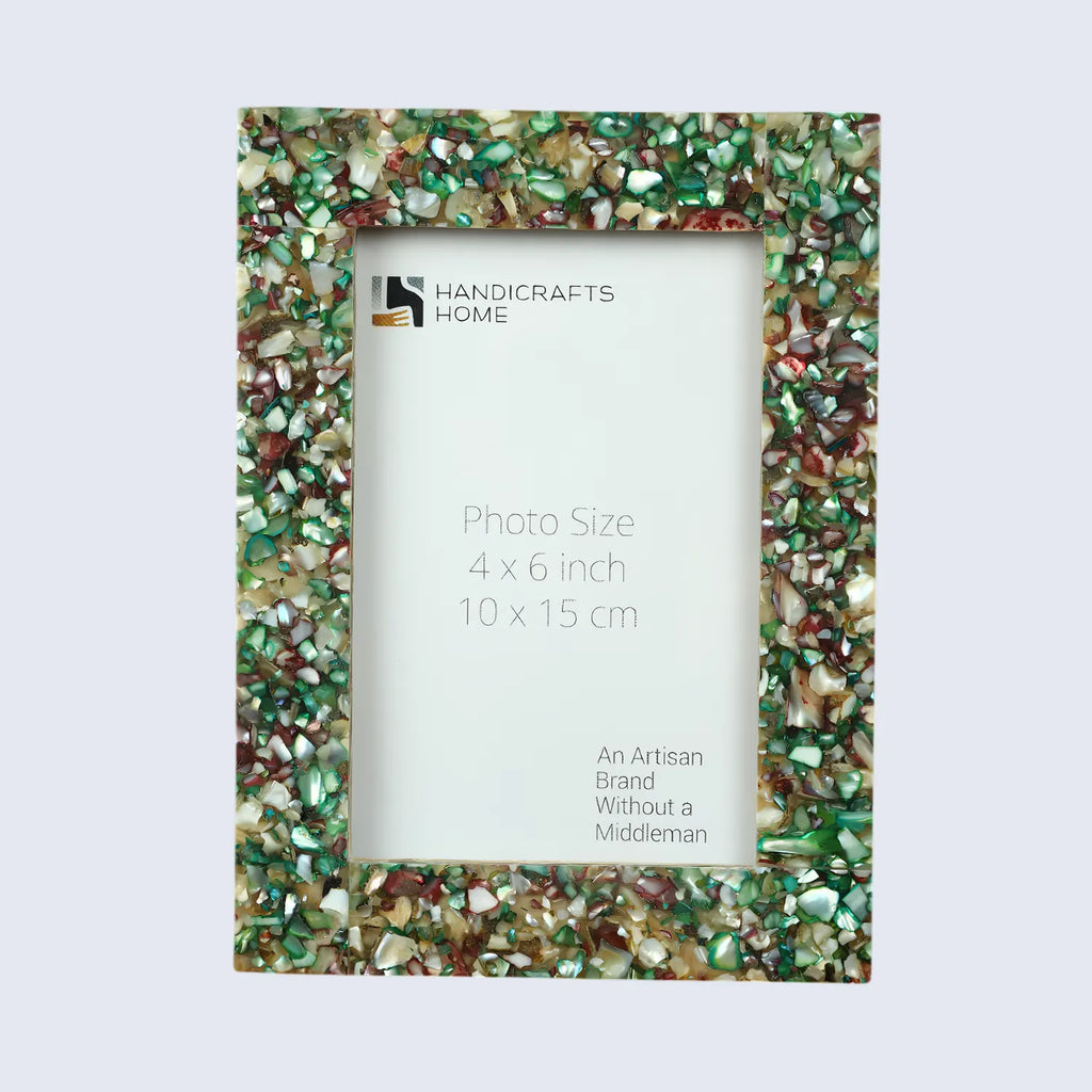Mother of Pearl & Resin Inlay Picture Frame | Crush Collection | 4 Colors | Fits 4x6 Photos