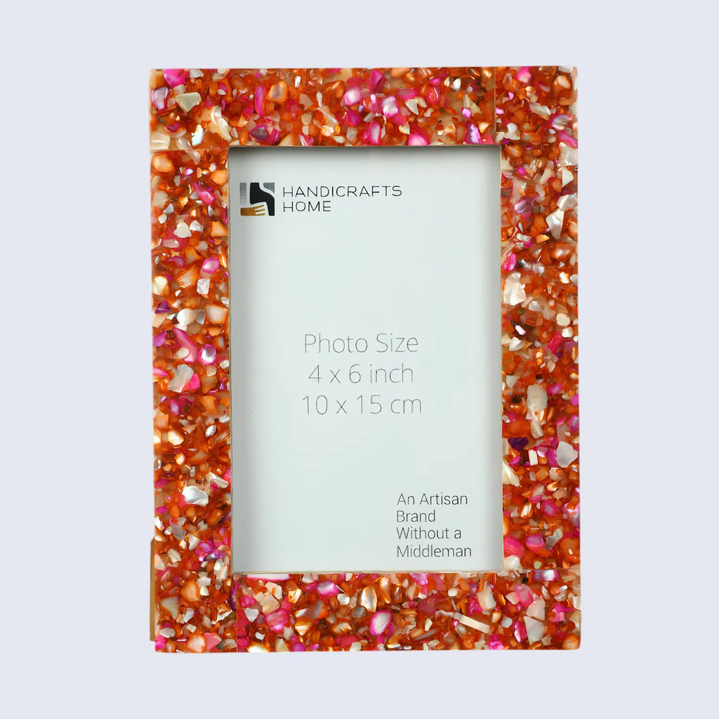 Mother of Pearl & Resin Inlay Picture Frame | Crush Collection | 4 Colors | Fits 4x6 Photos
