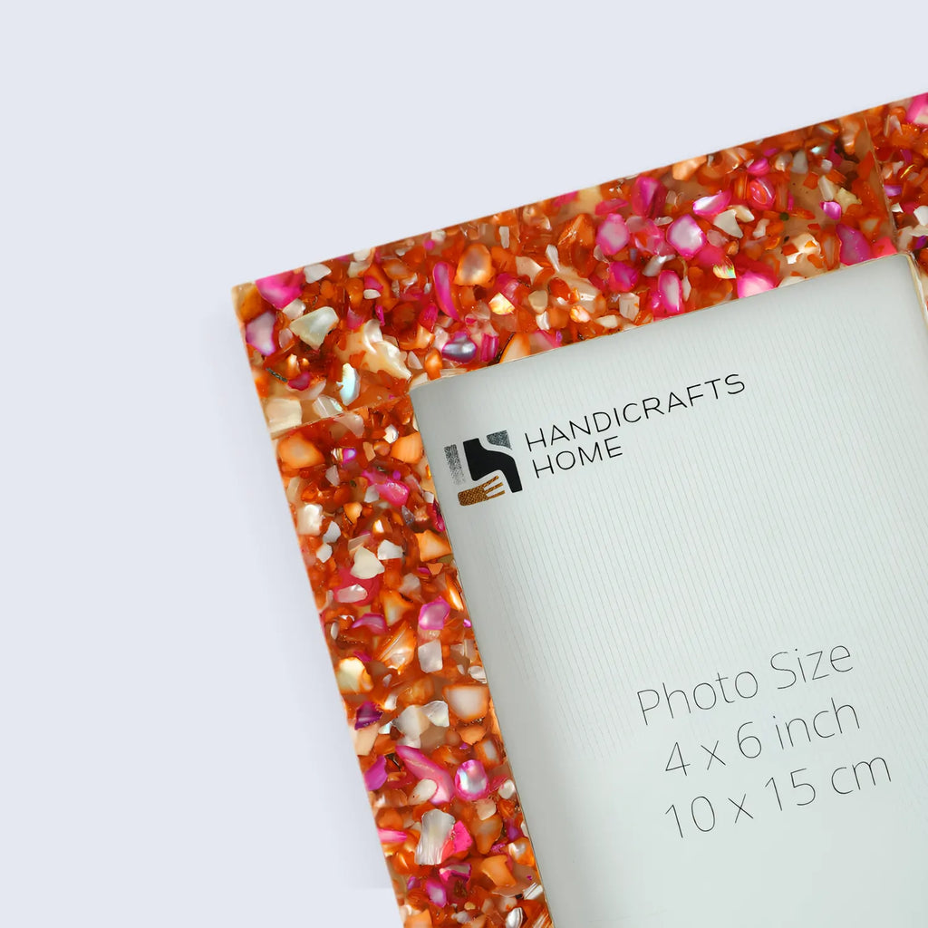 Mother of Pearl & Resin Inlay Picture Frame | Crush Collection | 4 Colors | Fits 4x6 Photos