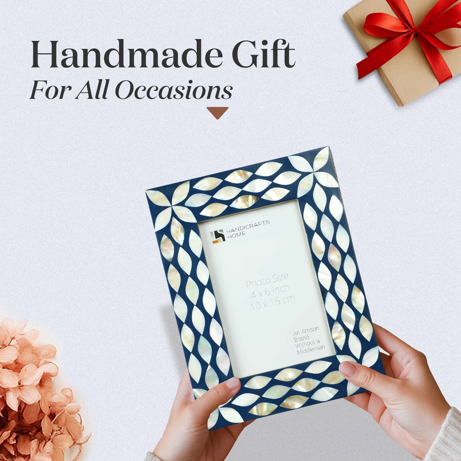Picture Frame Avant Floral Collection Mother of Pearl & Resin Inlay White – 4x6