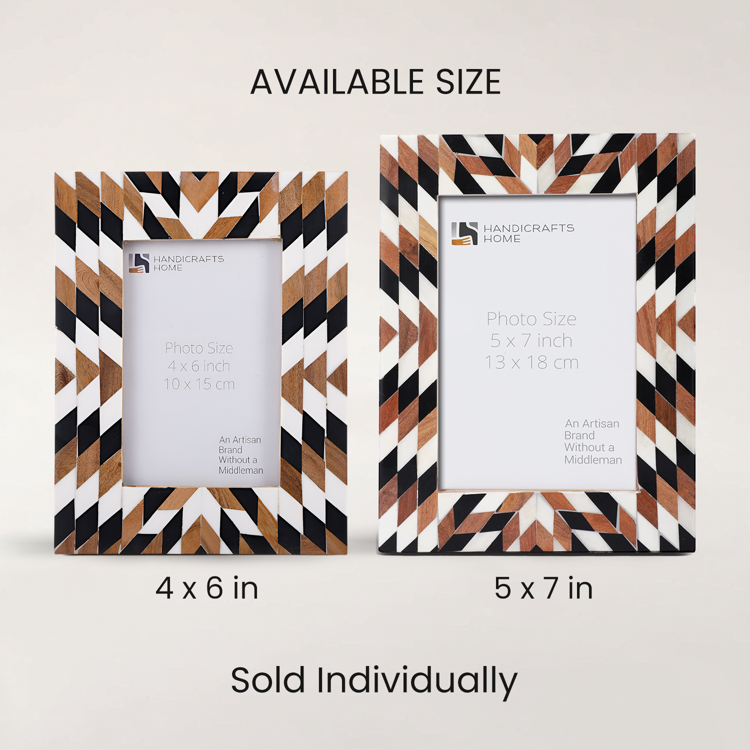 Black White Aztec Geometric Wood Resin Picture Frame 4x6 5x7