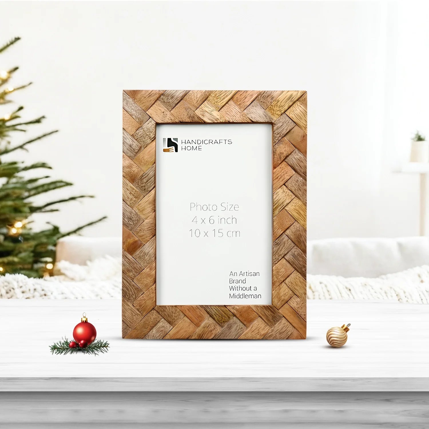Picture Frame Cinnamon Plaits Pattern Collection Wood Inlay Brown – 4x6"
