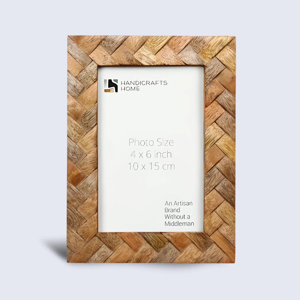 Picture Frame Cinnamon Plaits Pattern Collection Wood Inlay Brown – 4x6"