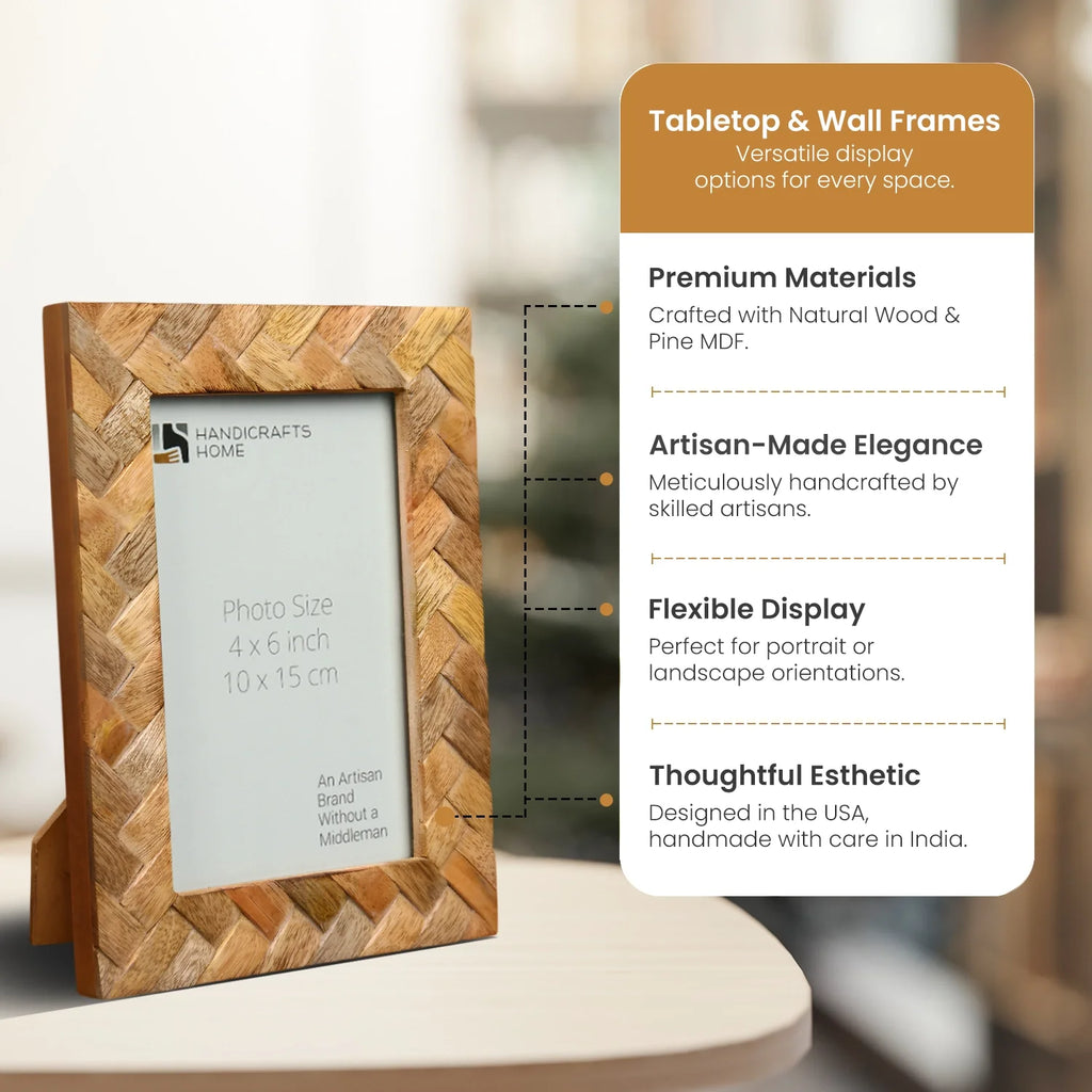 Picture Frame Cinnamon Plaits Pattern Collection Wood Inlay Brown – 4x6"