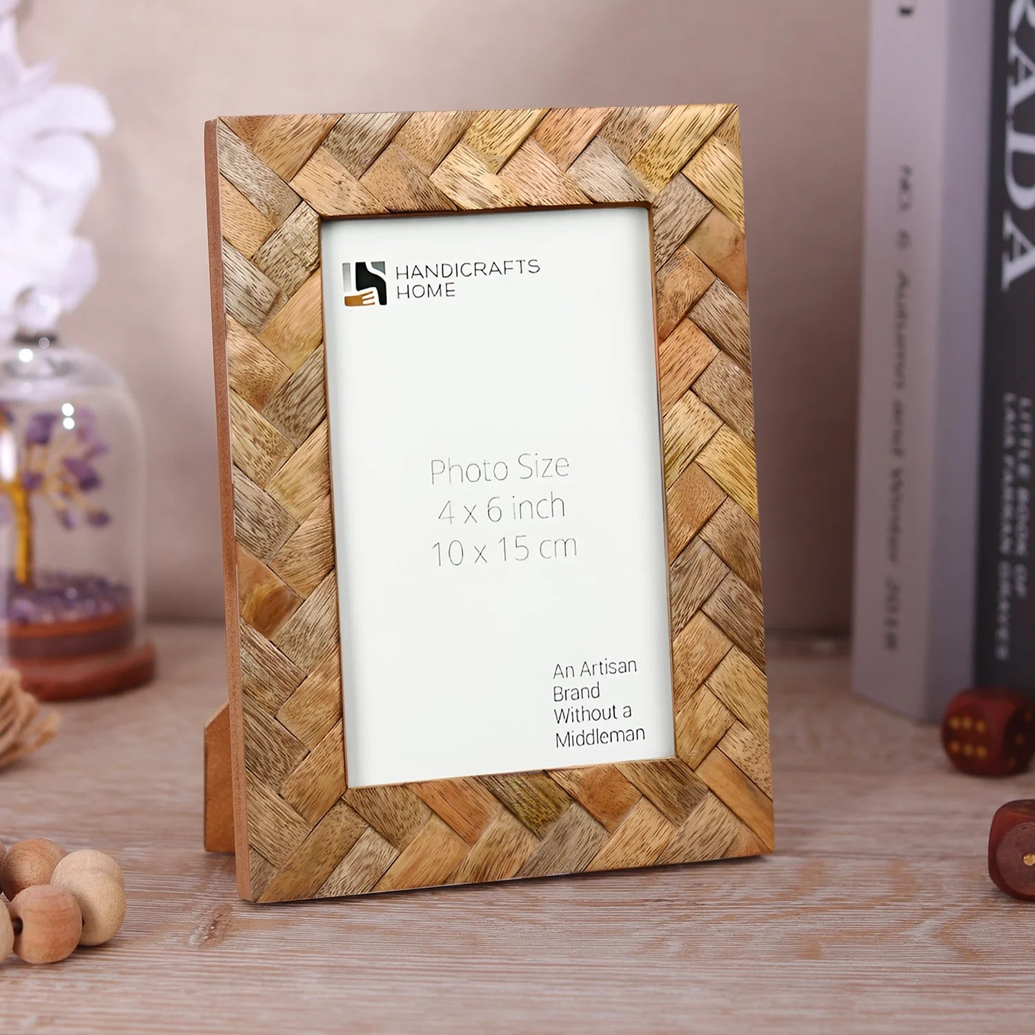 Picture Frame Cinnamon Plaits Pattern Collection Wood Inlay Brown – 4x6"