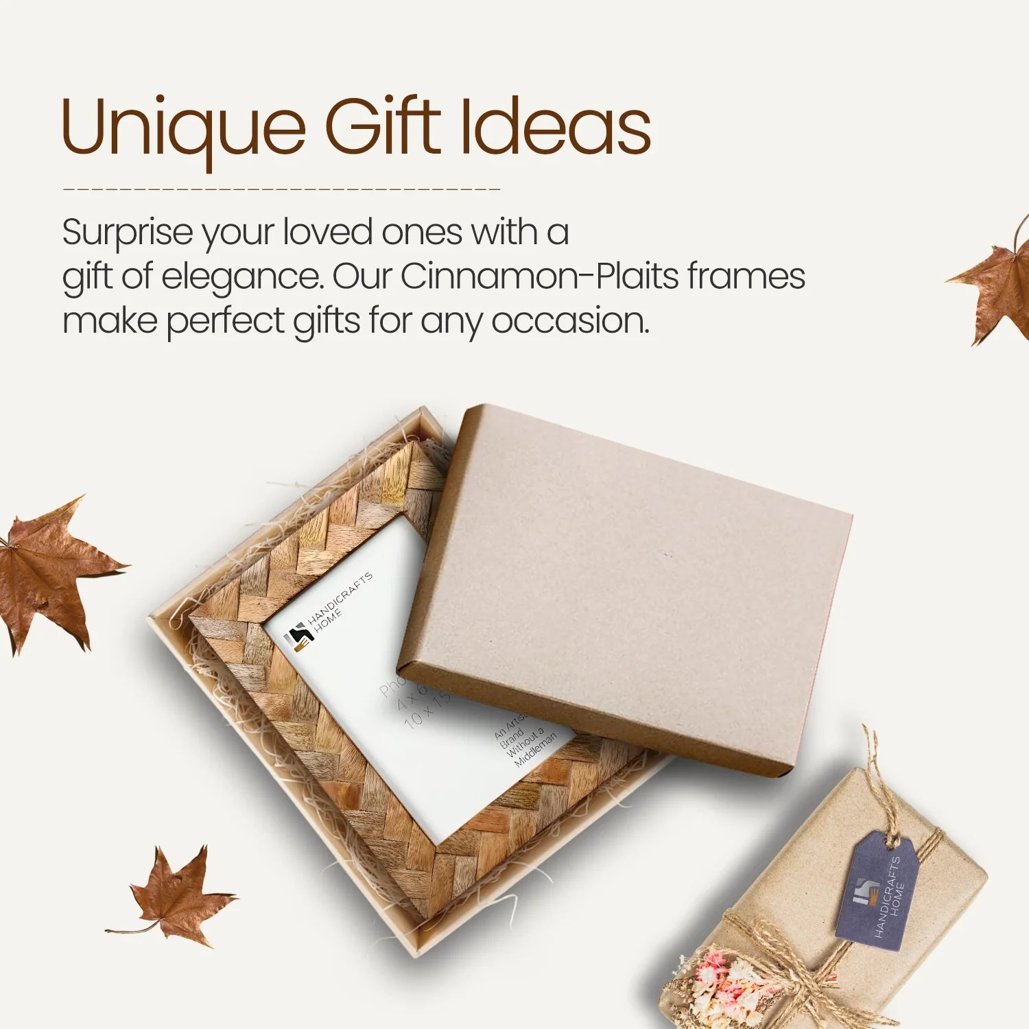 Picture Frame Cinnamon Plaits Pattern Collection Wood Inlay Brown – 4x6"