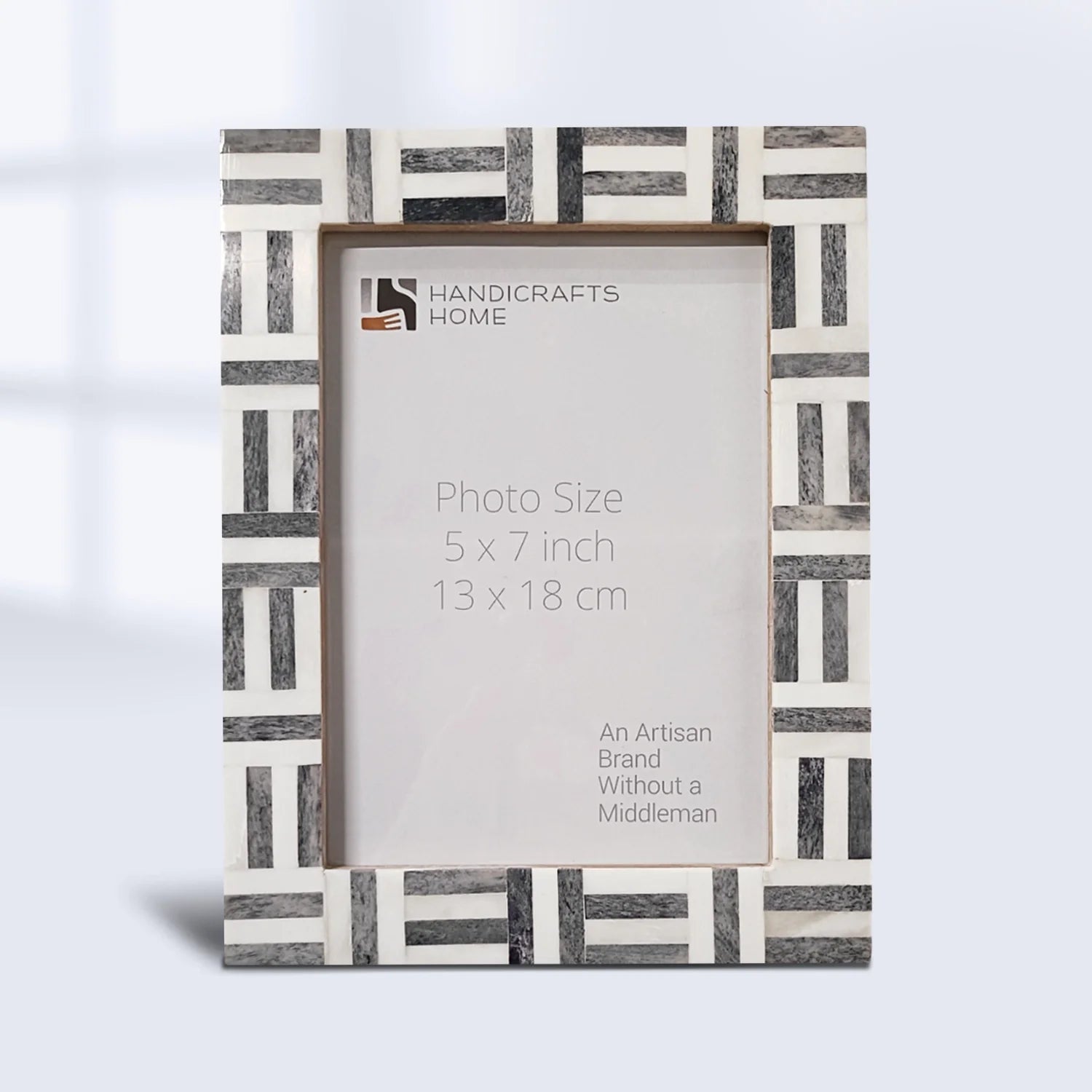Grey Bone Inlay Grid Block Decor Picture Frame 4x6 5x7