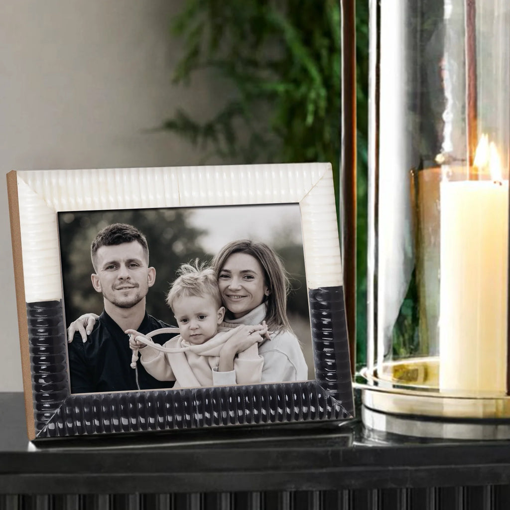 Black White Resin Hand Carved Ridge Picture Frame 4x6 5x7