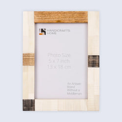 Picture Frame Neutral Patchwork Collection Horn, Bone & Wood Multi-Tone – 4x6 & 5x7"