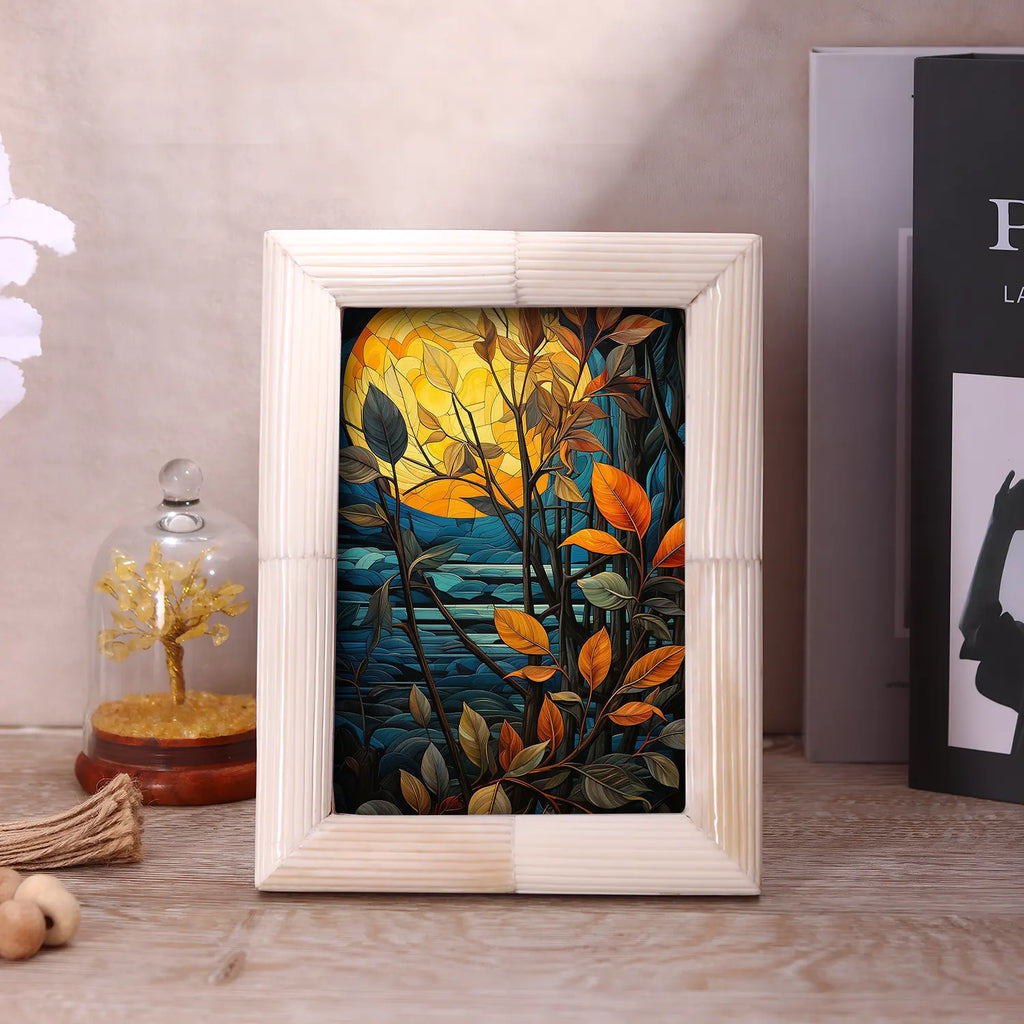 White Carved Bone Inlay Picture Frame | 4x6 5x7 8x10