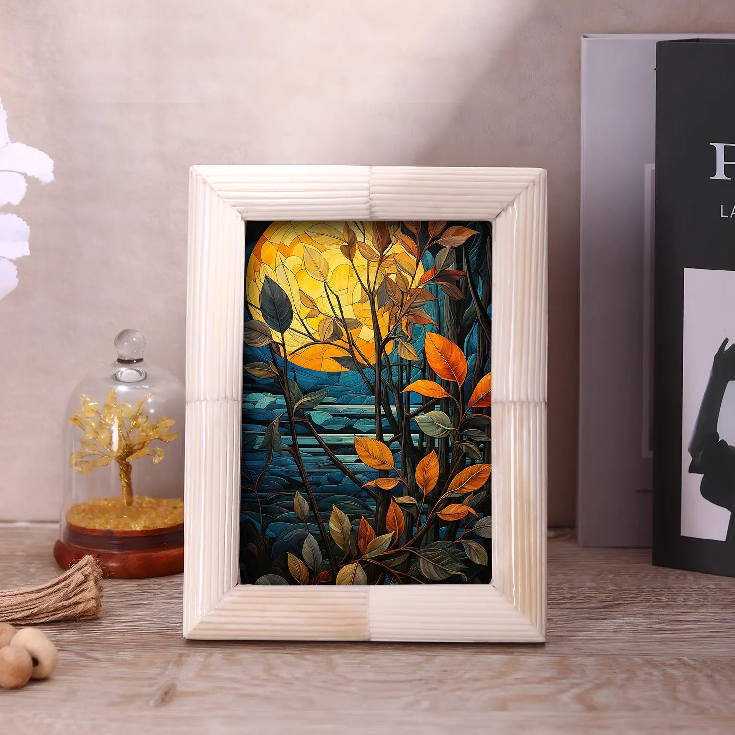 White Carved Bone Inlay Picture Frame | 4x6 5x7 8x10