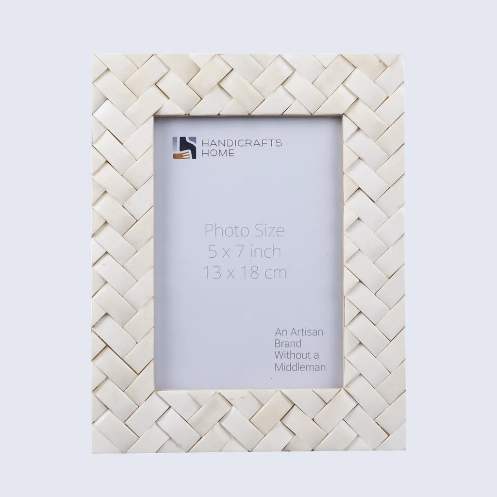White Bone Inlay Picture Frame | Braided Pattern | 4x6 5x7