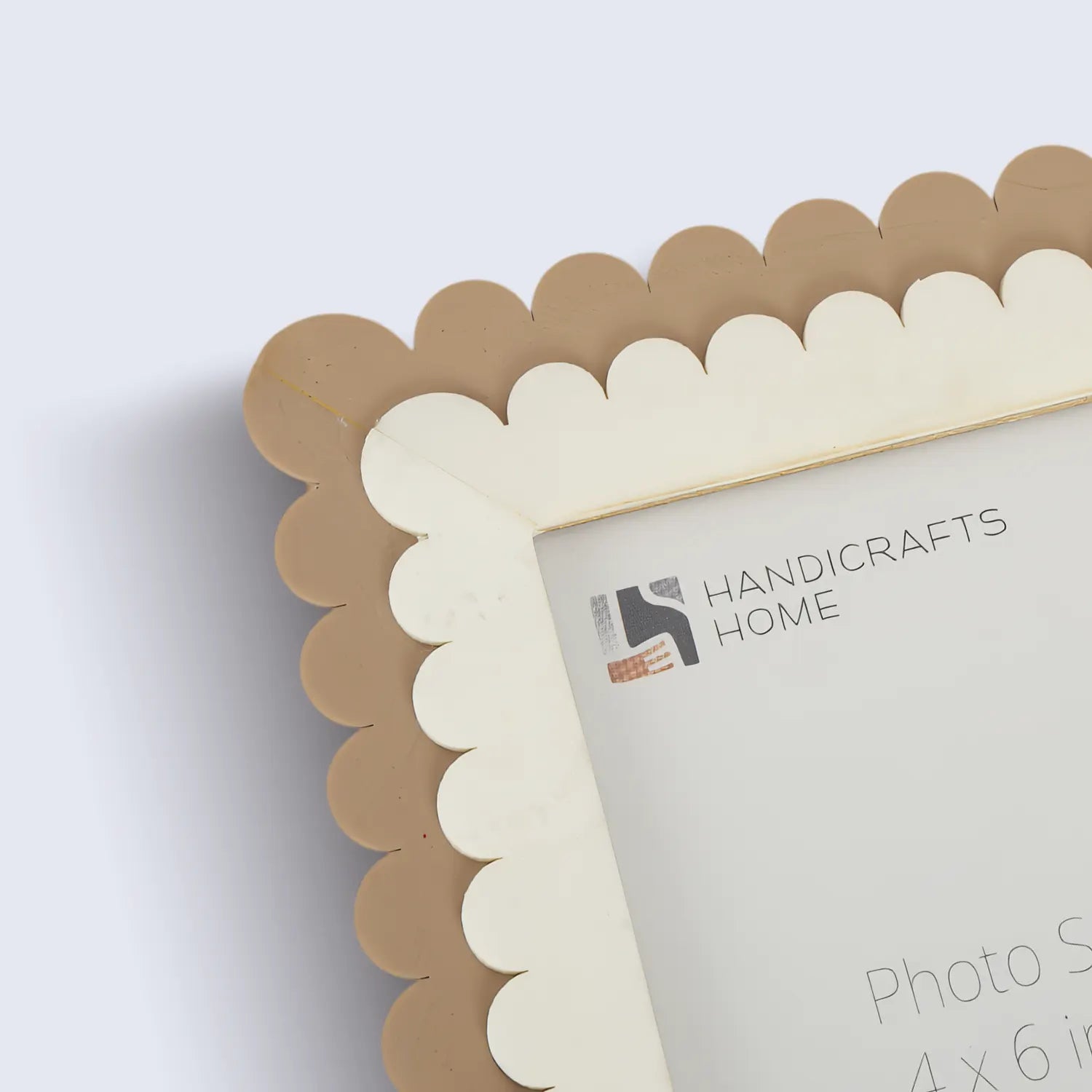 Picture Frame Petal Scallop Collection Bone Inlay White & Brown – 4x6 & 5x7"