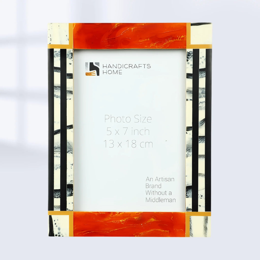 Picture Frame Abstract Ink Collection Resin Inlay Orange – 4x6 & 5x7"