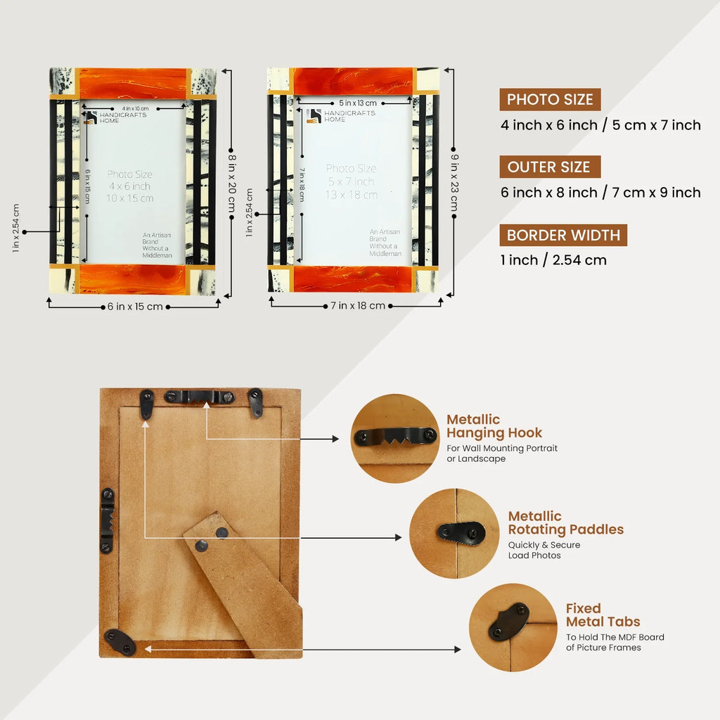 Picture Frame Abstract Ink Collection Resin Inlay Orange – 4x6 & 5x7"