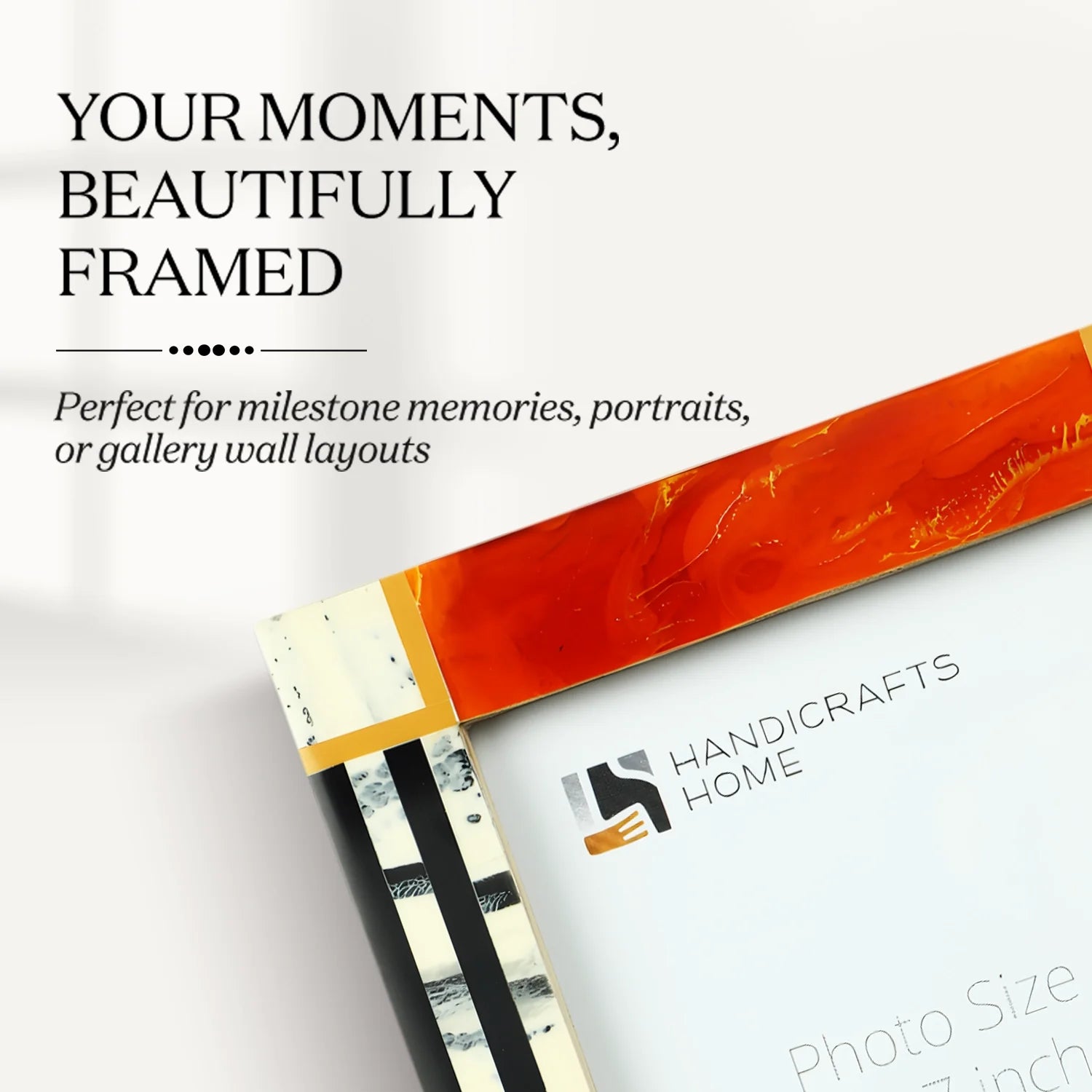 Picture Frame Abstract Ink Collection Resin Inlay Orange – 4x6 & 5x7"
