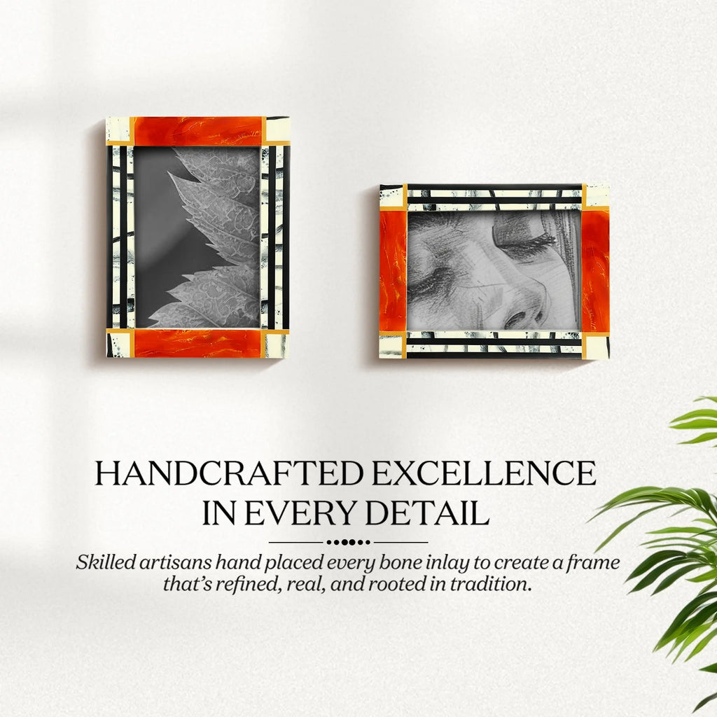Picture Frame Abstract Ink Collection Resin Inlay Orange – 4x6 & 5x7"