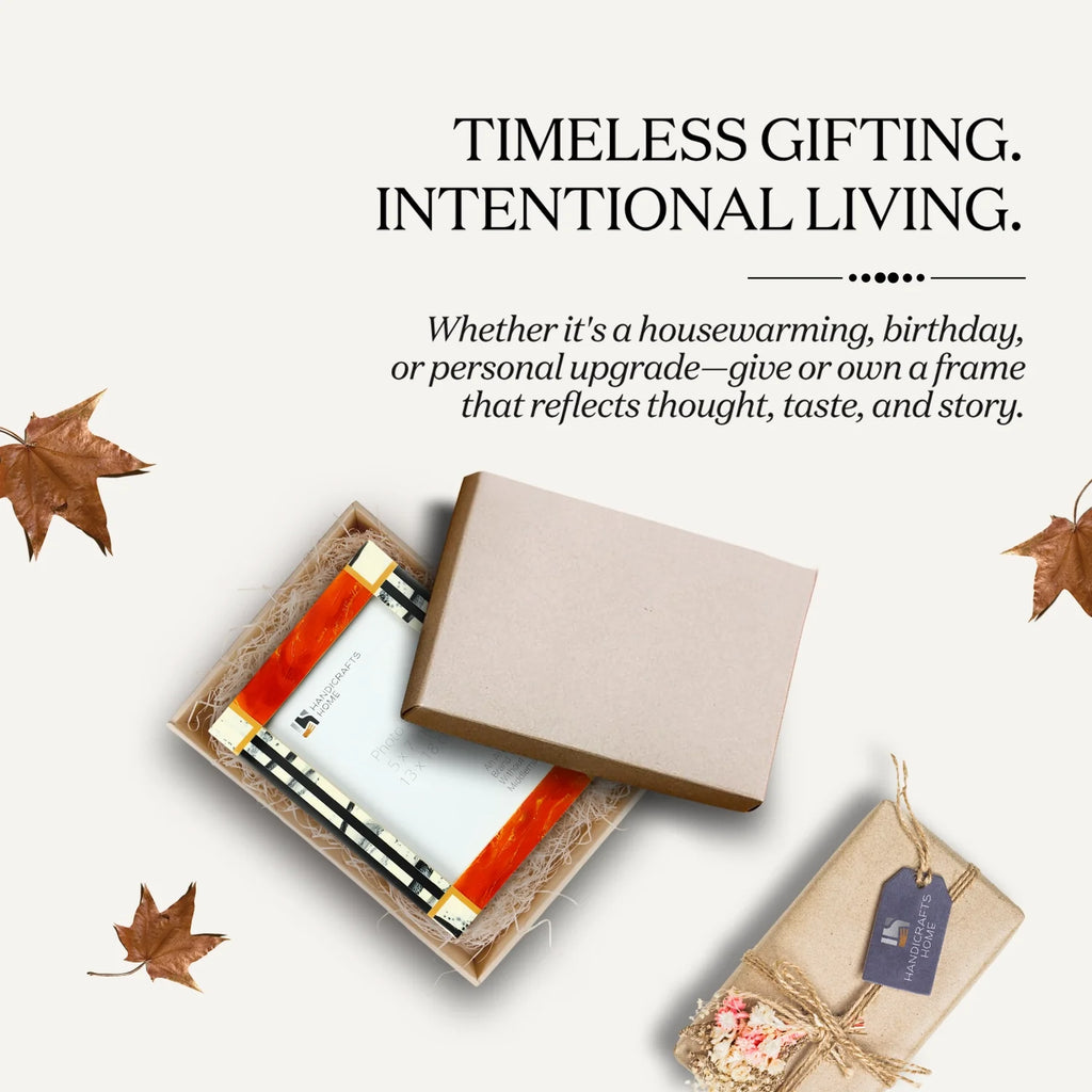 Picture Frame Abstract Ink Collection Resin Inlay Orange – 4x6 & 5x7"